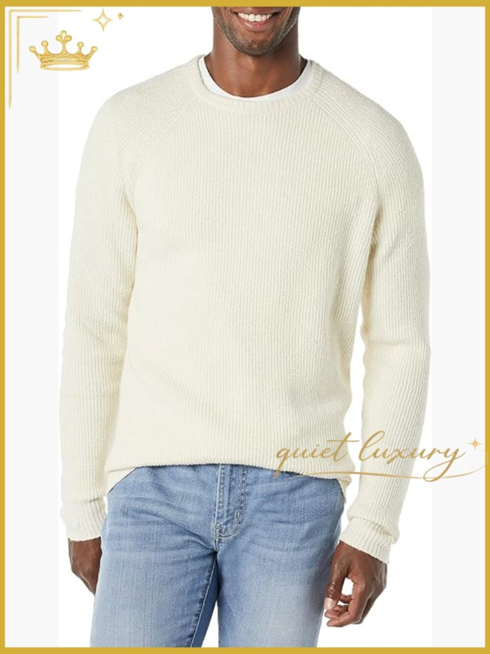 Men's Crewneck Pullover Cotton Blend Sweater Long Sleeve Relaxed Fit
